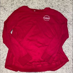long sleeve red shirt with back graphic
